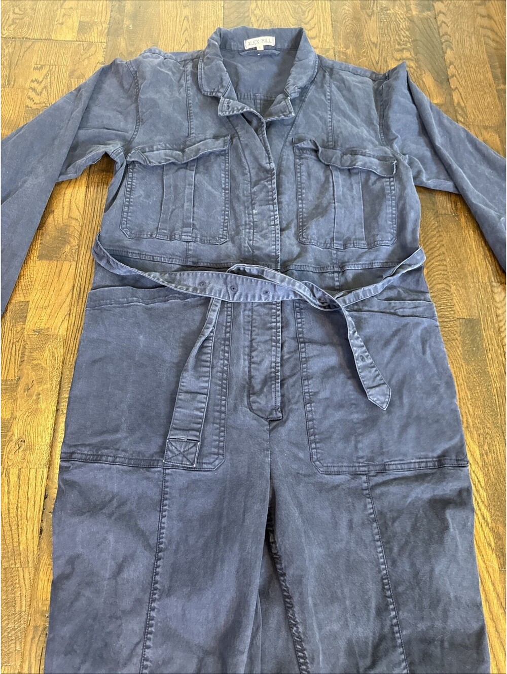 Alex Mill Utility Denim Jumpsuit Women’s L – Belted Workwear One Piece – Blue – - Picture 2 of 7